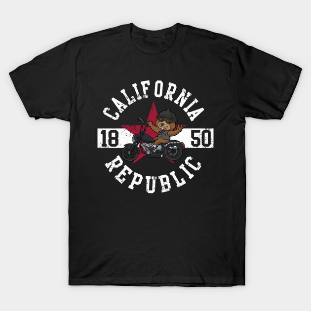 California Republic 1850 Biker Bear Motorcycle T-Shirt by E